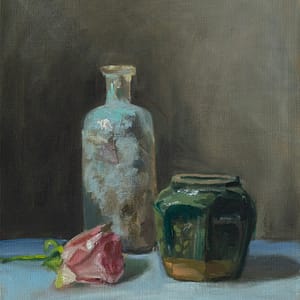 Frosted Glass, a Rose, and a Ginger Jar