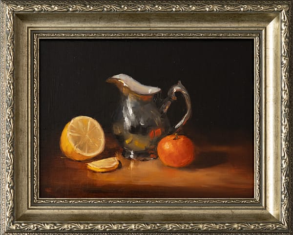 Creamer, Lemon and Mandarine - Original Oil Painting on Canvas / Linen Board - Handpainted